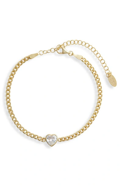 Shymi Fancy Shape Cubic Zirconia Curb Chain Bracelet In Gold/ White/heart