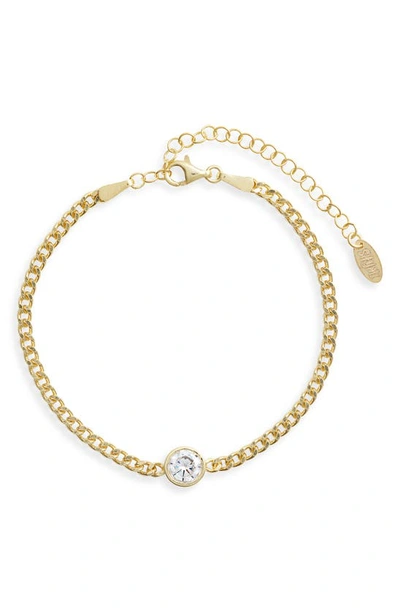 Shymi Fancy Shape Cubic Zirconia Curb Chain Bracelet In Gold/ White/round Cut
