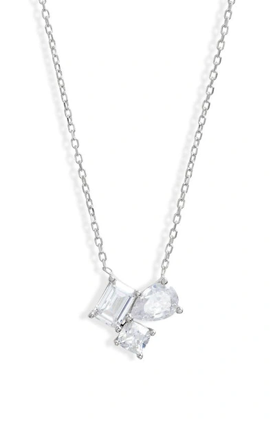 Shymi Cubic Zirconia 3-stone Pendant Necklace In Silver