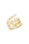 Shymi Cubic Zirconia Swirl Bypass Ring In Gold/ White