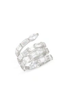 Shymi Cubic Zirconia Swirl Bypass Ring In Silver/ White