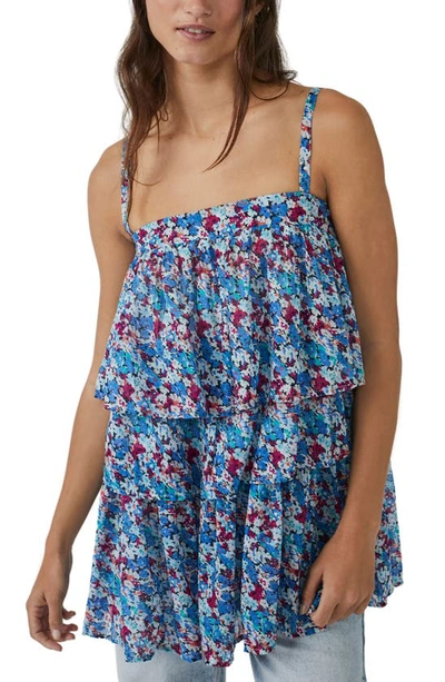 Free People Talia Tiered Tank In Blue Combo