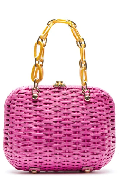 Frances Valentine Hen Wicker Basket Bag In Pink