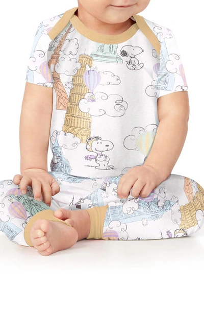 Bedhead Pajamas Babies' X Peanuts® Print Fitted Stretch Organic Cotton Two-piece Pajamas In Bon Voyage Snoopy