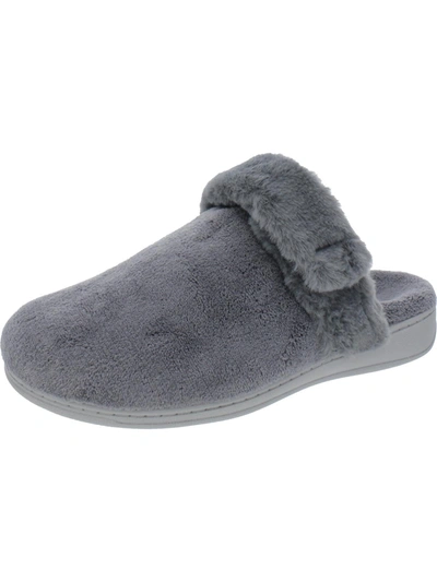 Vionic Marielle Womens Terry Cloth Slide Slippers In Grey