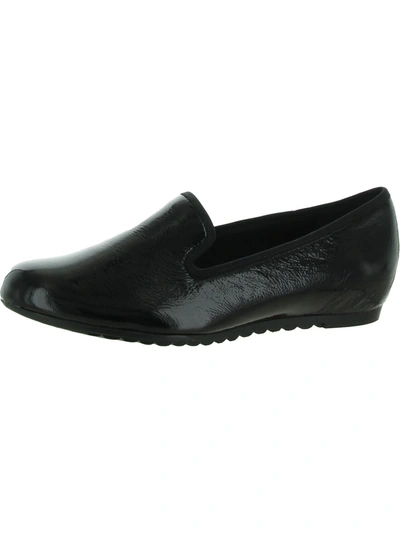 Munro Barb Womens Patent Leather Slip On Smoking Loafers In Black
