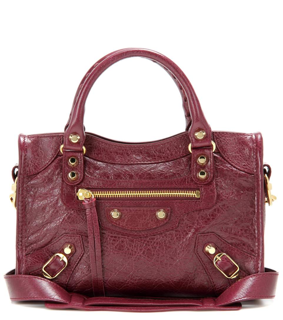 Balenciaga Classic Mini City Leather Shoulder Bag In Violet Pruee ...