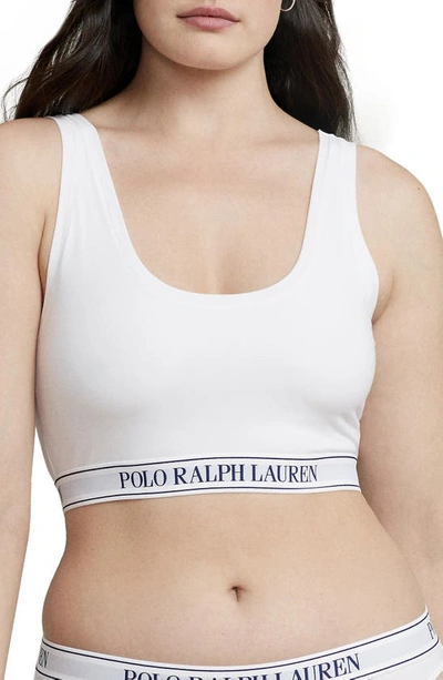 Polo Ralph Lauren Essentials Scoop Crop Tank Bralette In White Cloud