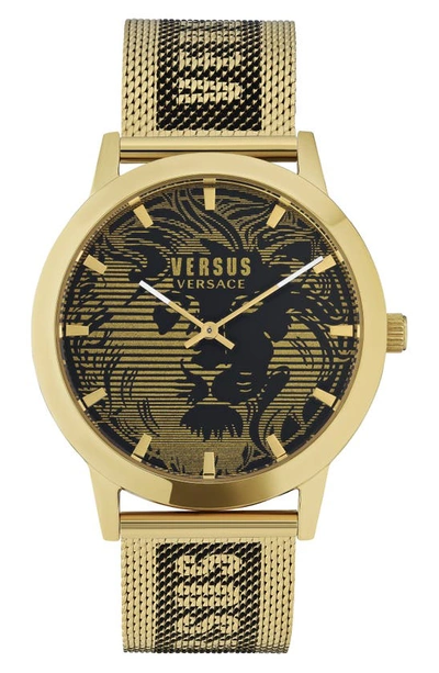 Versus Men's Barbes Domus 2 Hand Quartz Gold-tone Stainless Steel Watch, 40mm In Black/gold
