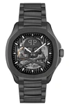 Philipp Plein Men's Automatic Skeleton Spectre Black Ion-plated Bracelet Watch 42mm In Multi