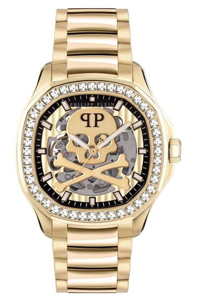 Philipp Plein Men's Automatic Skeleton Spectre Gold Ion-plated Bracelet Watch 42mm In Multi