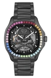 Philipp Plein Men's Automatic Skeleton Spectre Black Ion-plated Bracelet Watch 42mm In Black / Skeleton