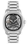 Philipp Plein Men's Automatic Skeleton Spectre Stainless Steel Bracelet Watch 42mm In Silver