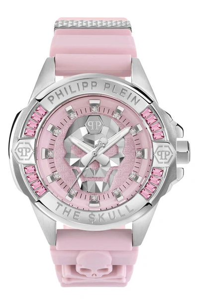 Philipp Plein Women's The $kull Pink Silicone Strap Watch 41mm In Stainless Steel