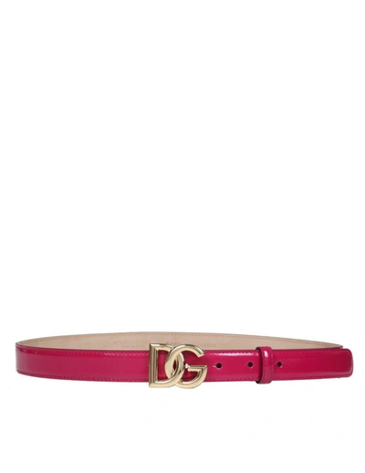Dolce & Gabbana Patent Leather Belt In Pink &amp; Purple