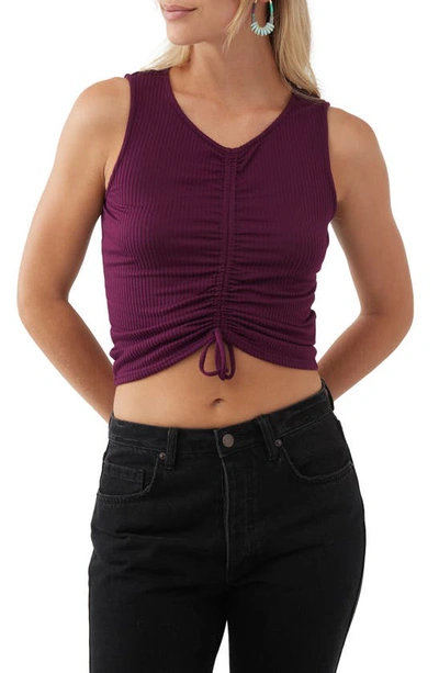 O'neill Martina V-neck Rib Crop Tank In Plum