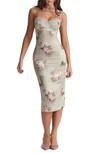 House Of Cb Womens Vintage Floral Venus Floral-print Satin Midi Dress In Cream