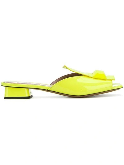 Rayne Square Toe Mules In Yellow