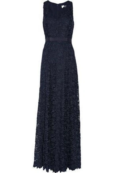 Mikael Aghal Woman Guipure Lace Gown Midnight Blue