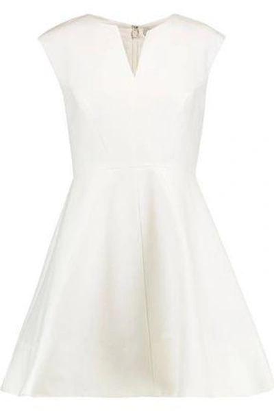 Halston Heritage Cotton And Silk-blend Mini Dress In White