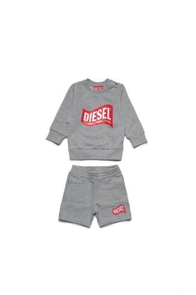 Diesel Kids' Grey Jumpsuit With Logo In "wave" Version