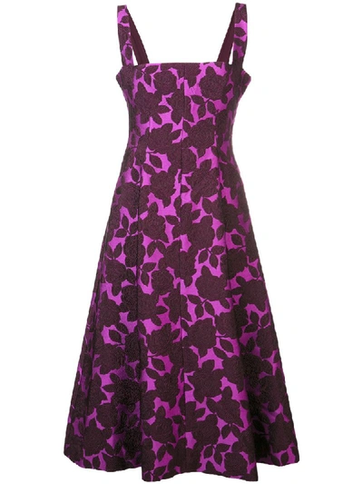 Lela Rose Square-neck Sleeveless Floral-jacquard Fit-and-flare Dress In Pink