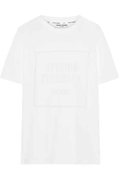 Opening Ceremony Burnout Cotton-blend Jersey T-shirt In White