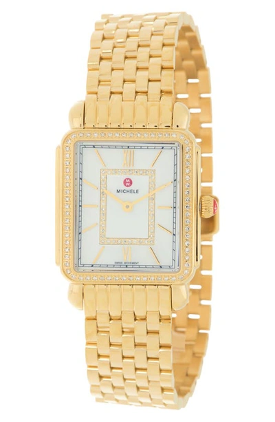 Michele Deco Ii Diamond Bracelet Watch, 29mm In Gold