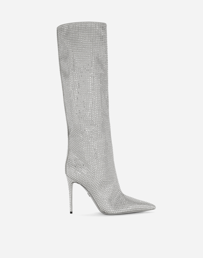 Dolce & Gabbana Stiefel Mit Kristallen In Silver