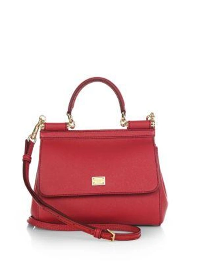 Dolce & Gabbana Small Sicily Leather Top Handle Bag In Red
