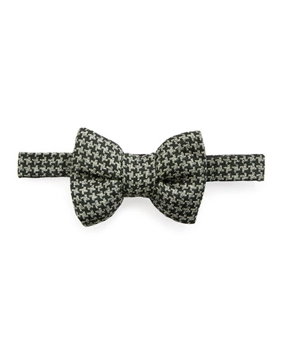 Tom Ford Houndstooth Classic Bow Tie In Medium Green