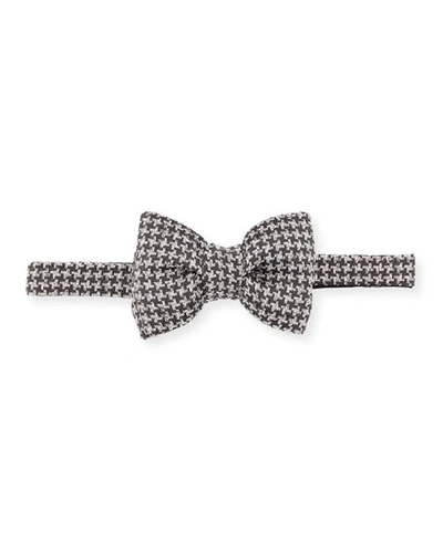 Tom Ford Houndstooth Classic Bow Tie In Gray