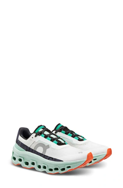 On Cloudmster Mesh Running Shoes In White/creek