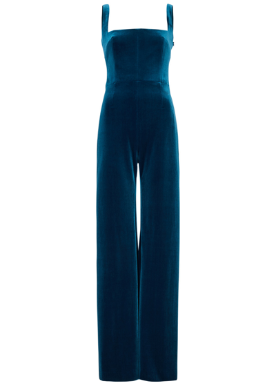 Galvan Vesper Velvet Jumpsuit In Teal