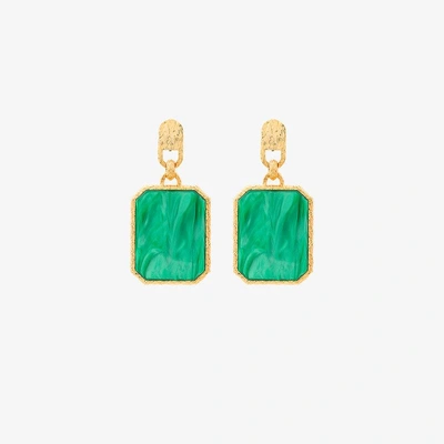 Balenciaga Green Square Large Earrings | ModeSens