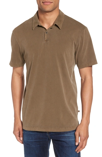 James Perse Slim Fit Sueded Jersey Polo In Earth