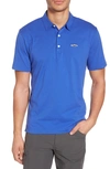 Patagonia 'trout Fitz Roy' Organic Cotton Polo In Imperial Blue