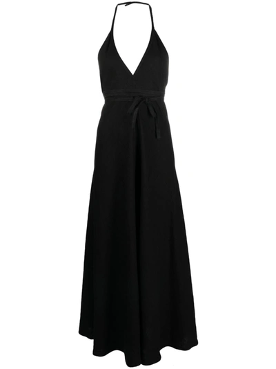Forte Forte Open-back Linen Maxi Dress In Black