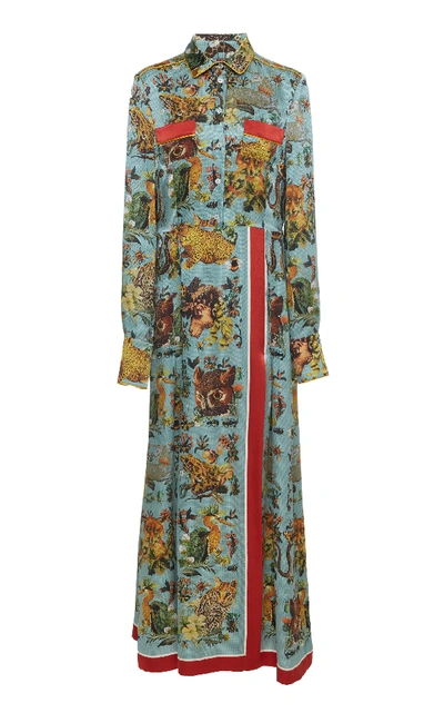 F.r.s For Restless Sleepers Fedra Printed Hammered-silk Dress