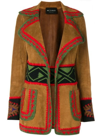 Etro Top Stitch Jacket In Brown