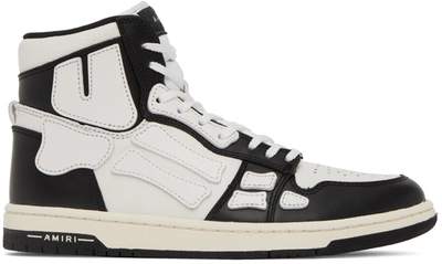 Amiri Black And White 'skel Hi Top' Sneakers In Calf Leather Man