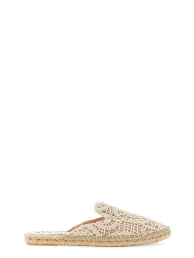 Manebi Yucatan Cotton Crochet Mules In White