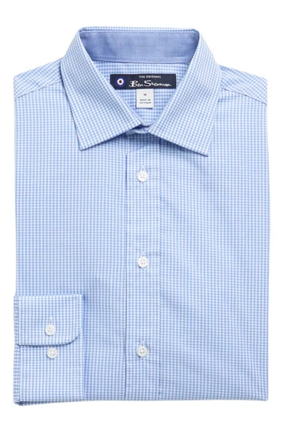 Ben Sherman Kids' Gingham Button-down Shirt In Blue