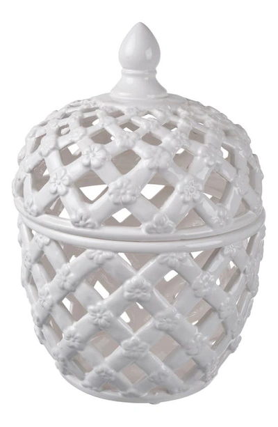 R16 Home Ceramic Lattice Jar In White