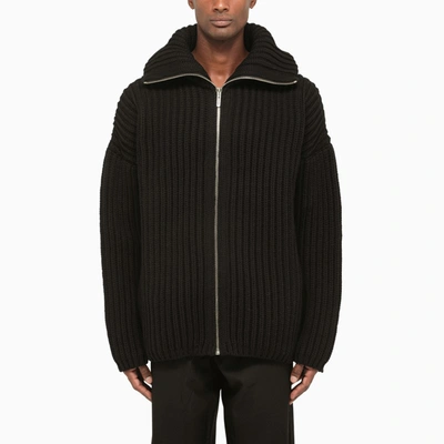 032c Oversized Black Wool Cardigan