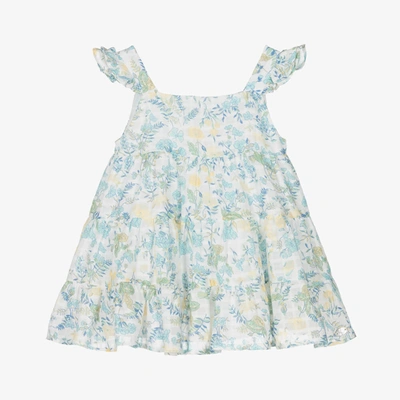 Tartine Et Chocolat Babies'  Girls White & Blue Floral Cotton Dress