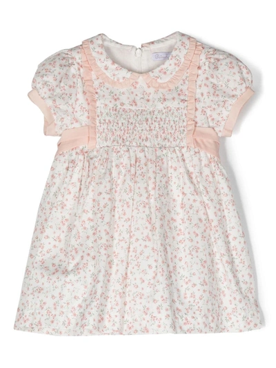 Patachou Babies' Girls Pink Cotton Floral Dress In White