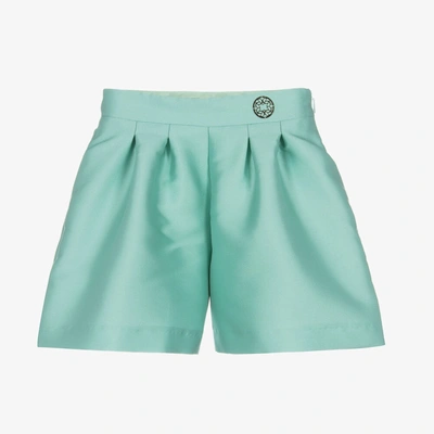 Elie Saab Kids' Girls Aqua Blue Satin Shorts