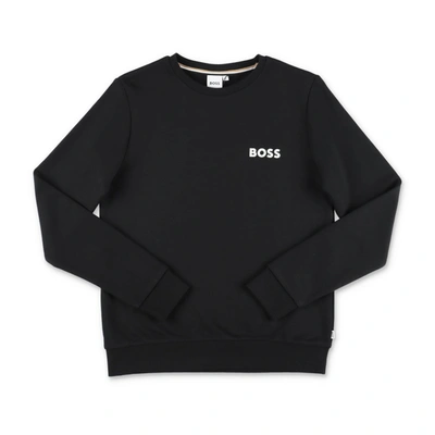 Hugo Boss Kids' Boys Black Cotton Logo Sweatshirt