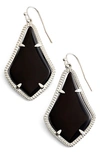 Kendra Scott Alex Drop Earrings In Black Opaque Glass/ Silver
